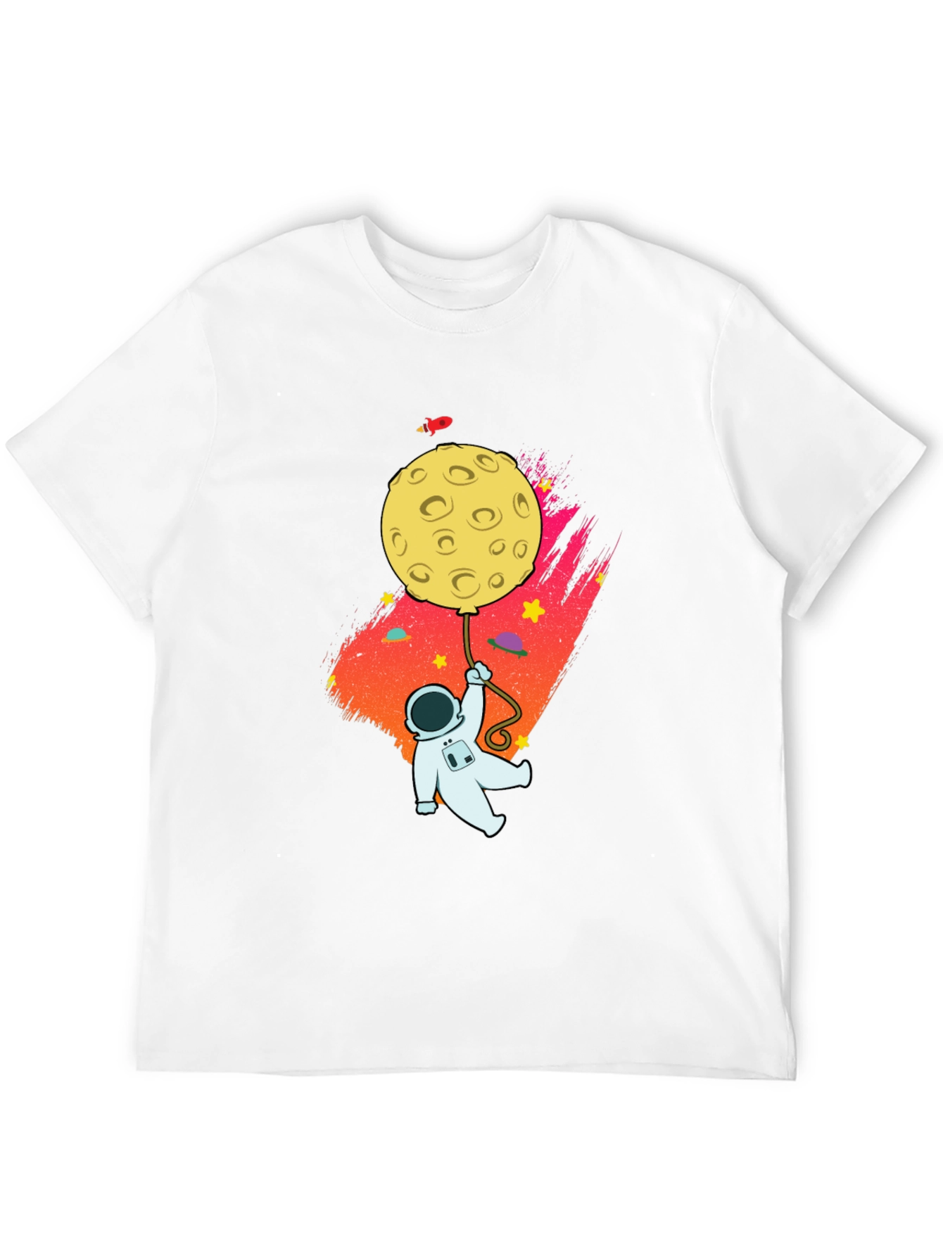 Astronaut Moon Balloon Graphic Black T-Shirt