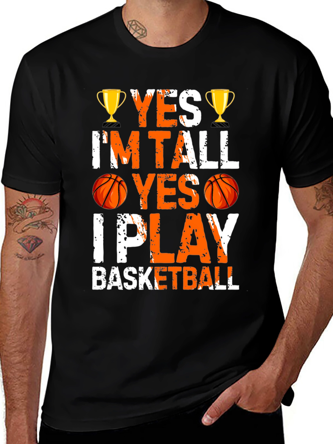 Yes Im Tall I Play Basketball Graphic Tee