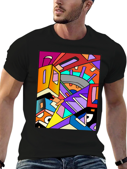 Abstract Geometric Art Black T-Shirt
