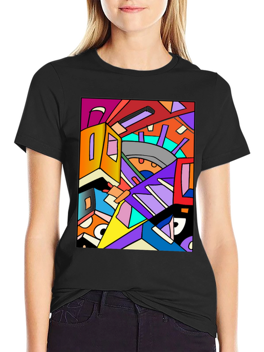 Abstract Geometric Art Black T-Shirt