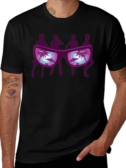Sunglasses Beach Scene T-Shirt - Black