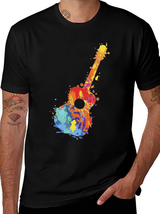 Watercolor Guitar Graphic Tee - Music Lover Shirt