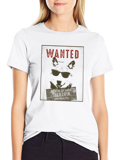 Wanted Dog with Sunglasses Black T-Shirt