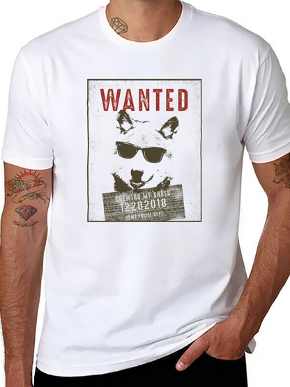 Wanted Dog with Sunglasses Black T-Shirt