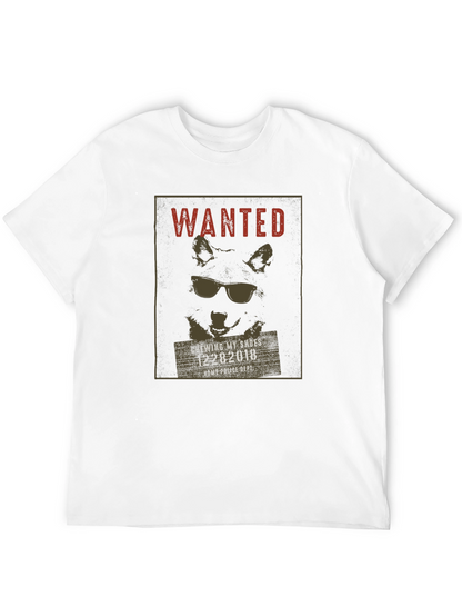 Wanted Dog with Sunglasses Black T-Shirt