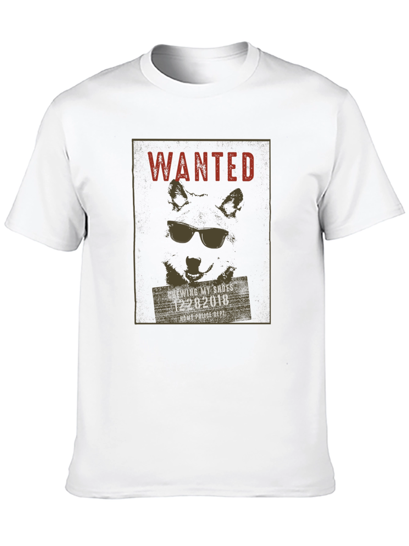 Wanted Dog with Sunglasses Black T-Shirt