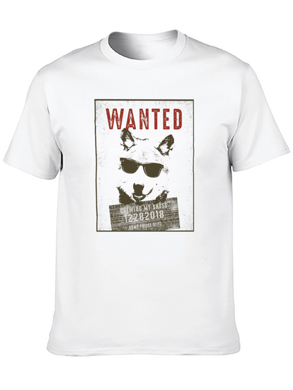 Wanted Dog with Sunglasses Black T-Shirt