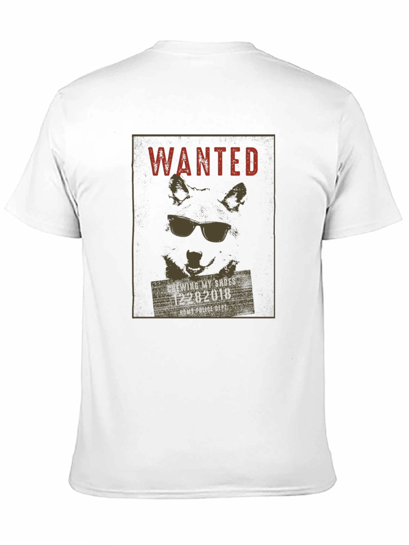 Wanted Dog with Sunglasses Black T-Shirt