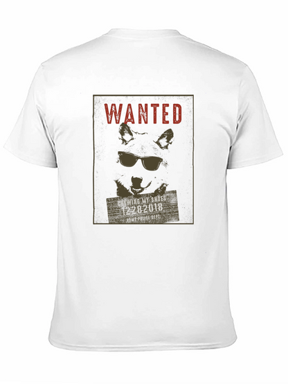 Wanted Dog with Sunglasses Black T-Shirt