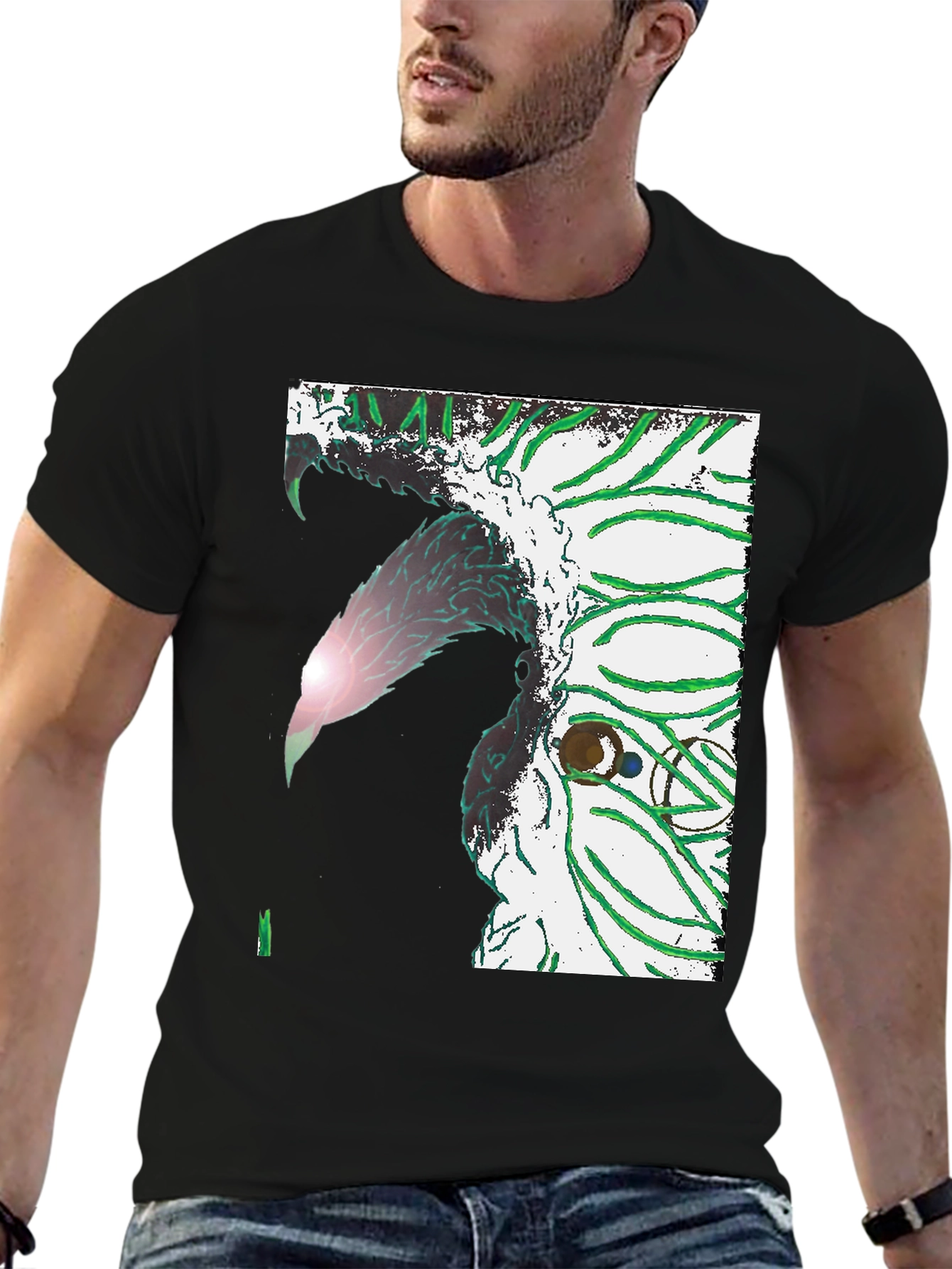 Abstract Graphic Print Black Crew Neck T-Shirt