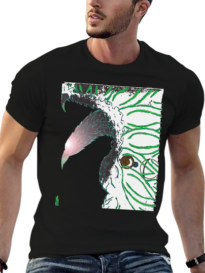 Abstract Graphic Print Black Crew Neck T-Shirt
