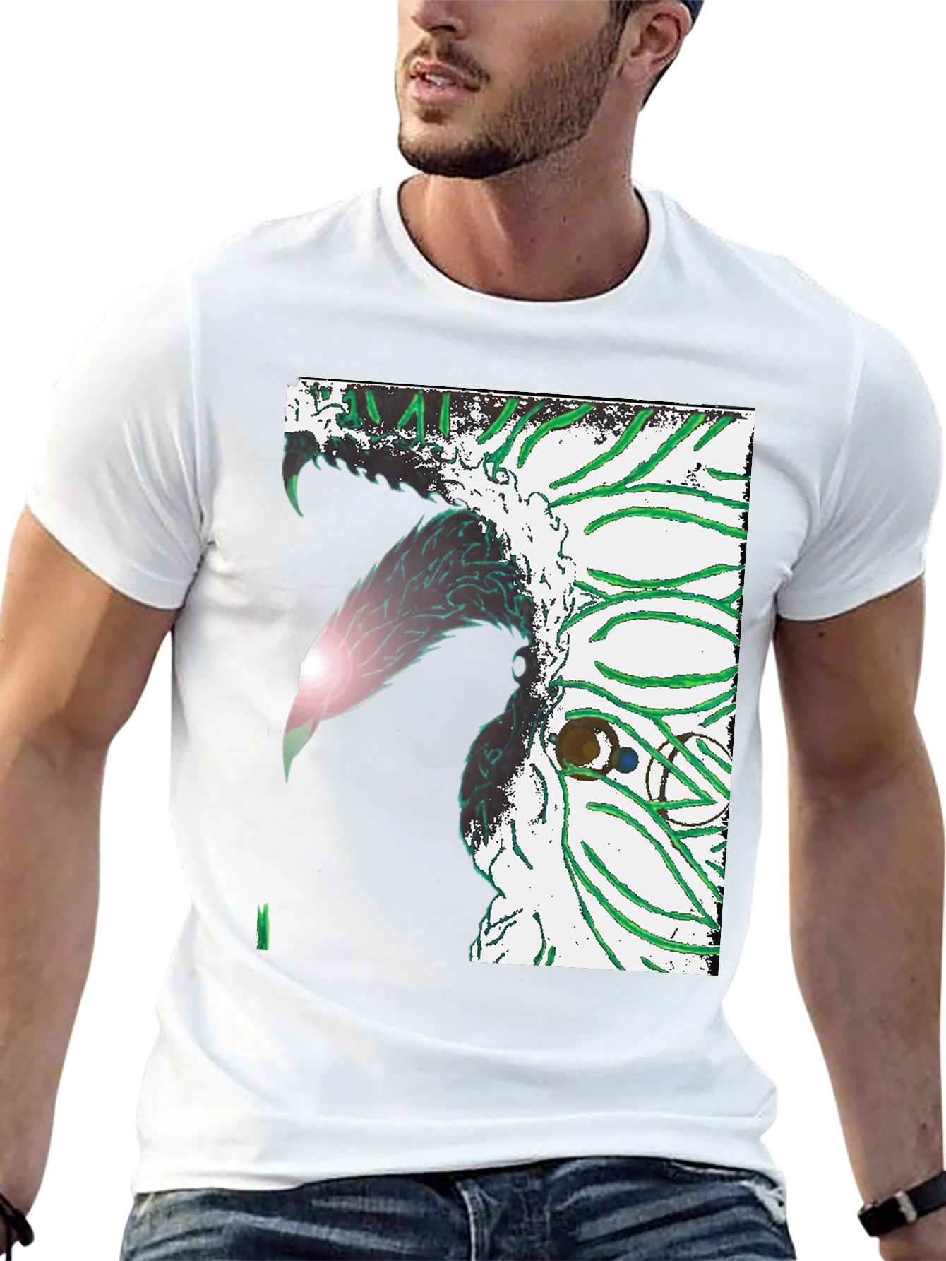 Abstract Graphic Print Black Crew Neck T-Shirt