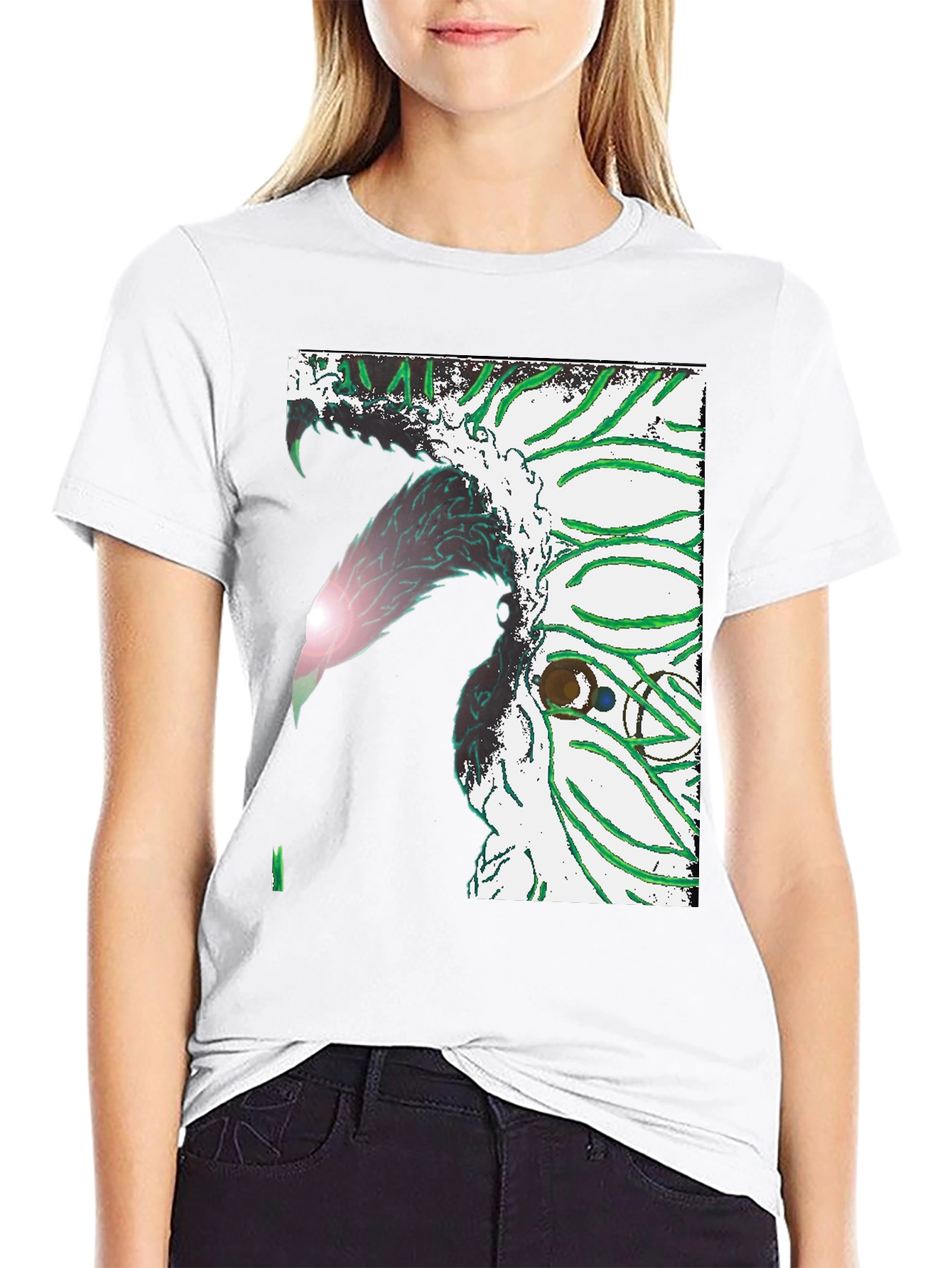Abstract Graphic Print Black Crew Neck T-Shirt