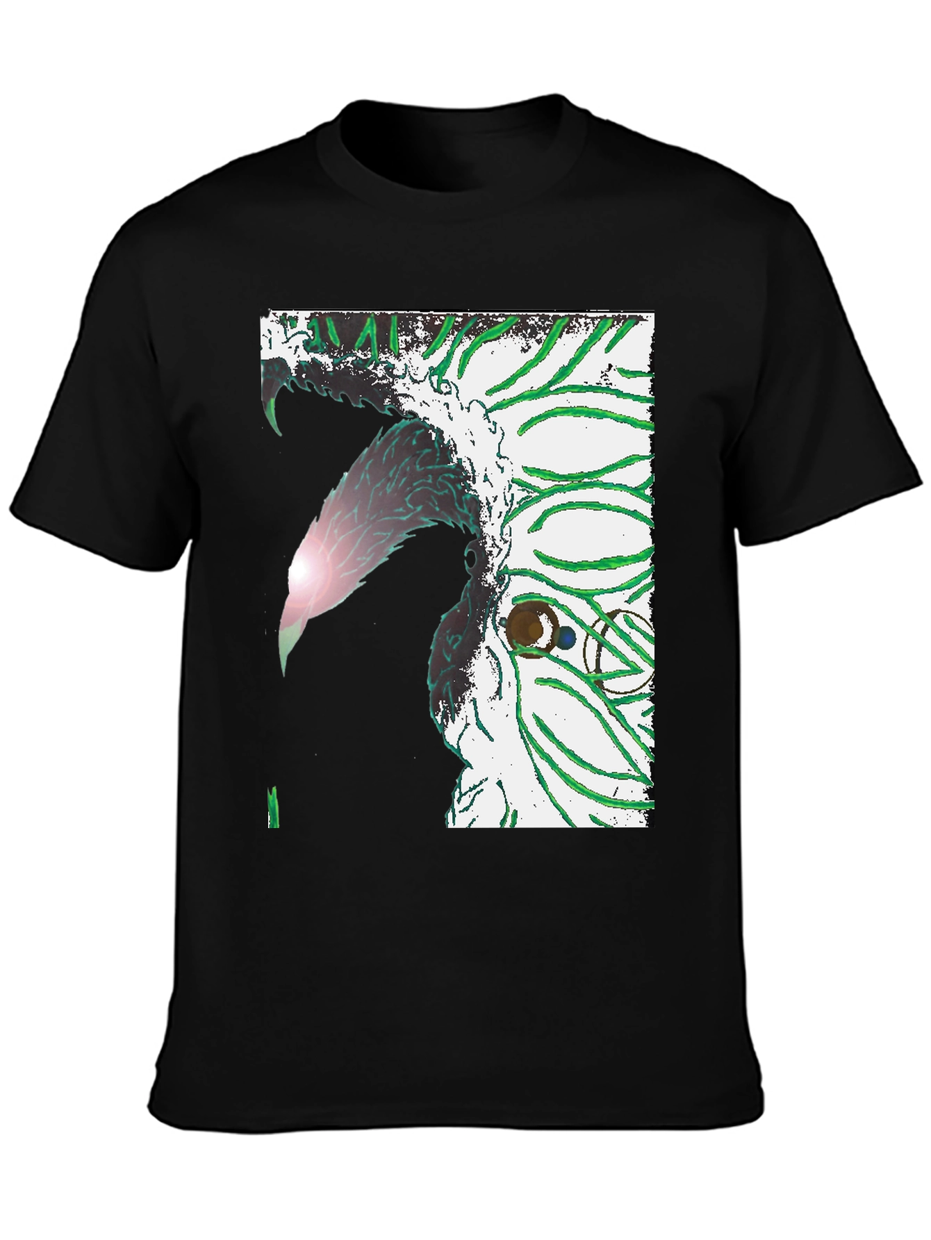Abstract Graphic Print Black Crew Neck T-Shirt