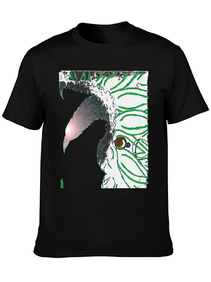 Abstract Graphic Print Black Crew Neck T-Shirt