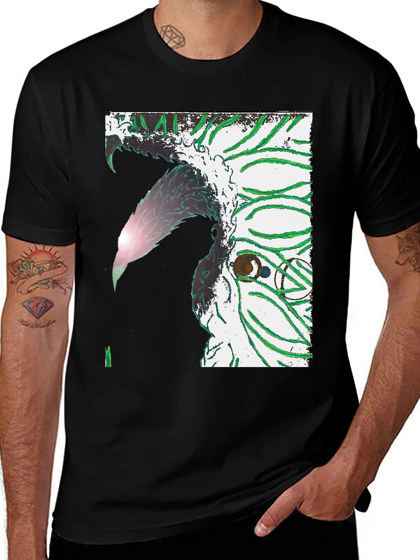 Abstract Graphic Print Black Crew Neck T-Shirt