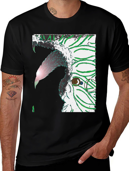 Abstract Graphic Print Black Crew Neck T-Shirt