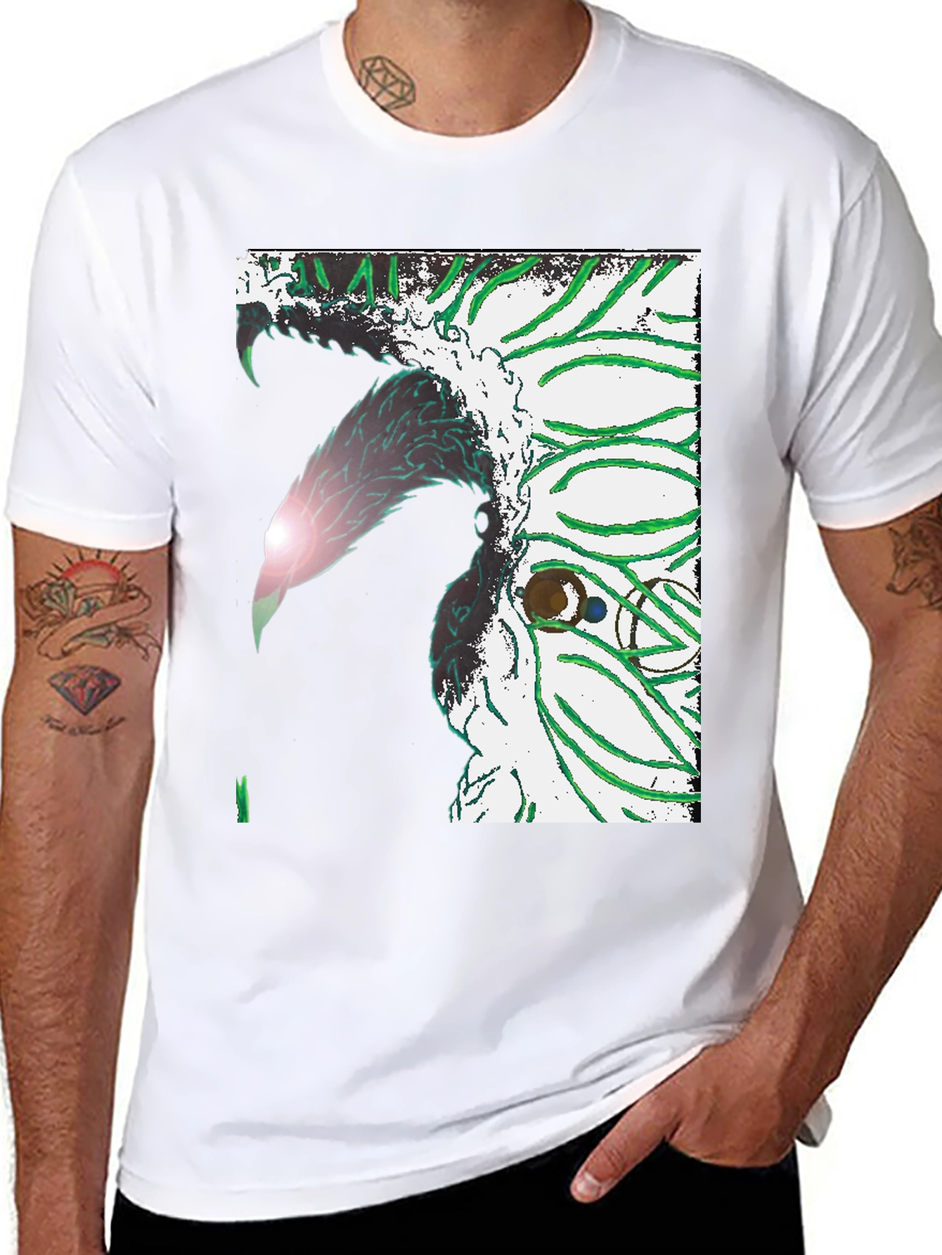 Abstract Graphic Print Black Crew Neck T-Shirt