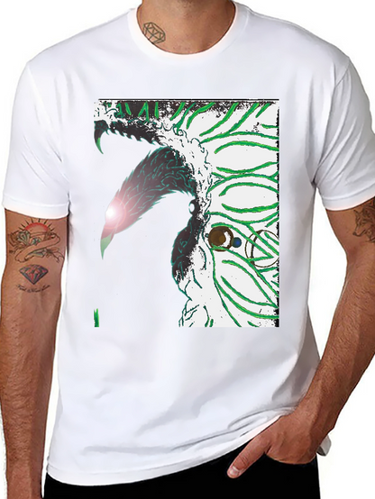 Abstract Graphic Print Black Crew Neck T-Shirt