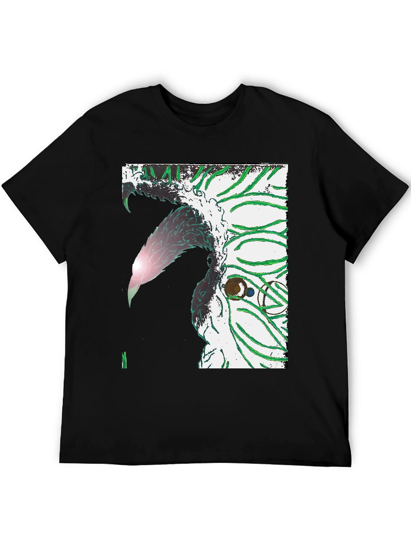 Abstract Graphic Print Black Crew Neck T-Shirt