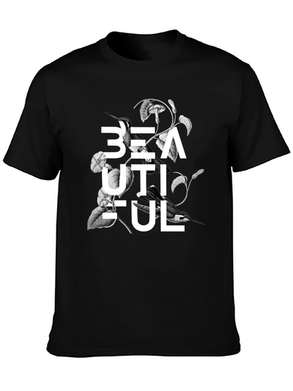 Beautiful Bird Floral Graphic Black T-Shirt