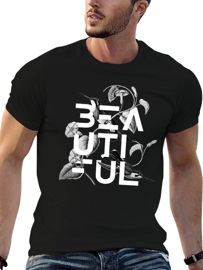 Beautiful Bird Floral Graphic Black T-Shirt