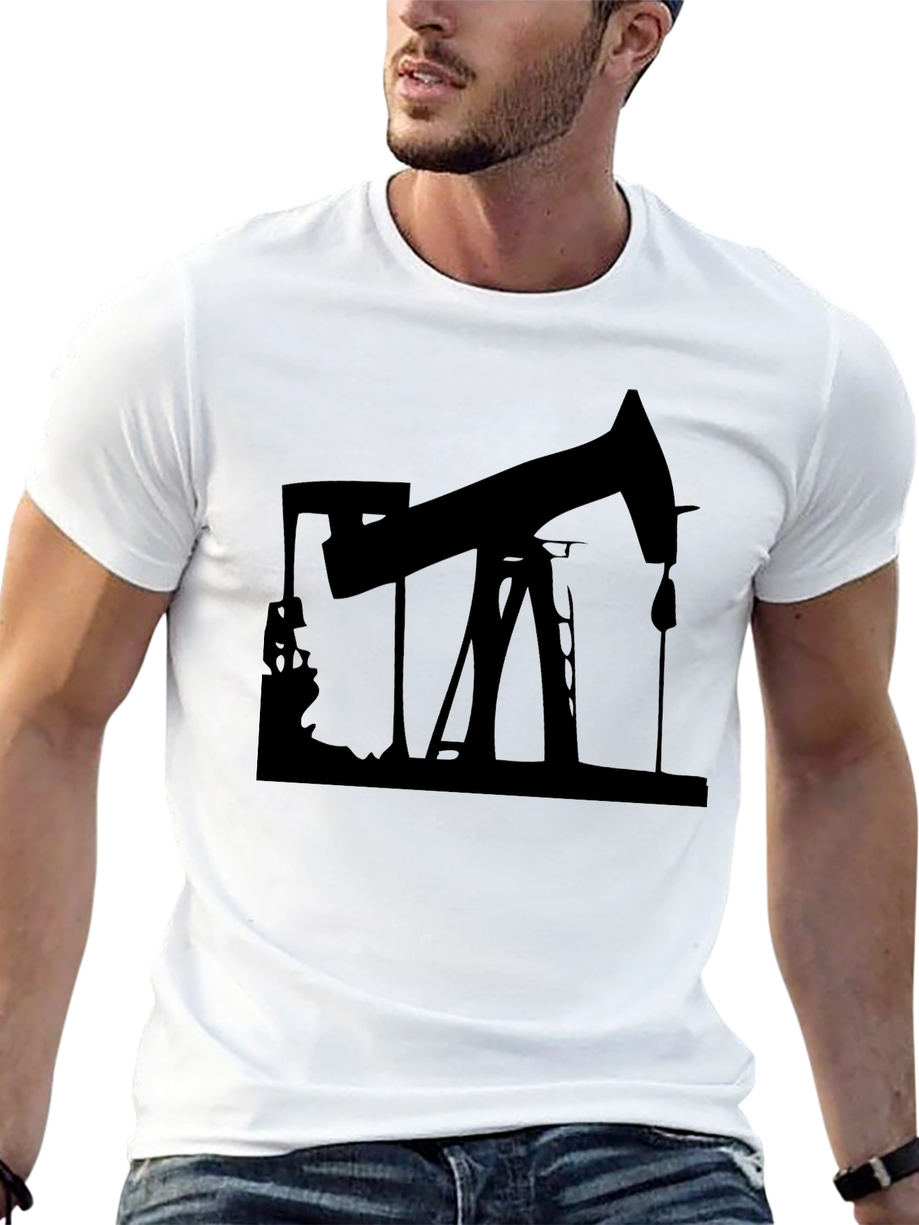 Black Oil Rig Graphic Tee - Mens