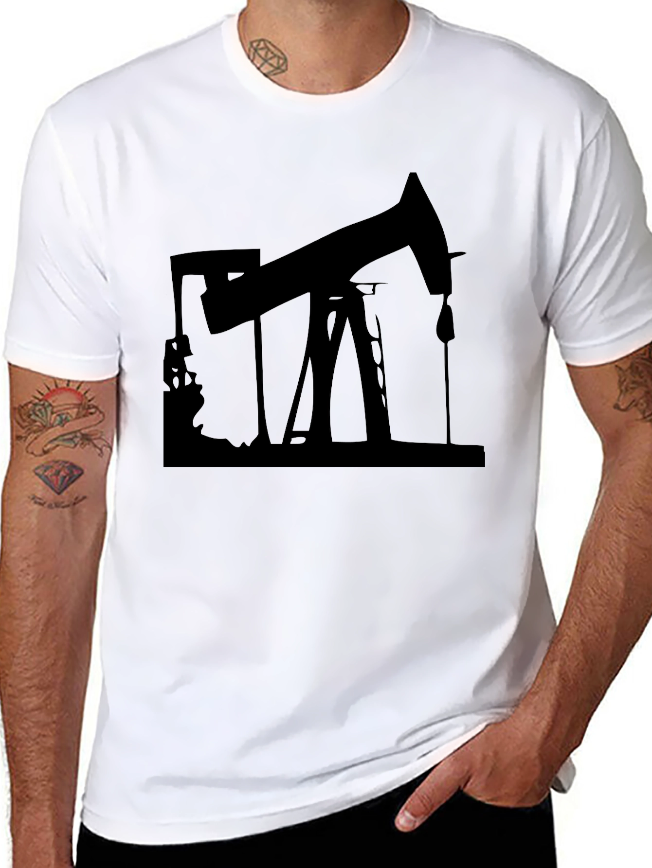 Black Oil Rig Graphic Tee - Mens