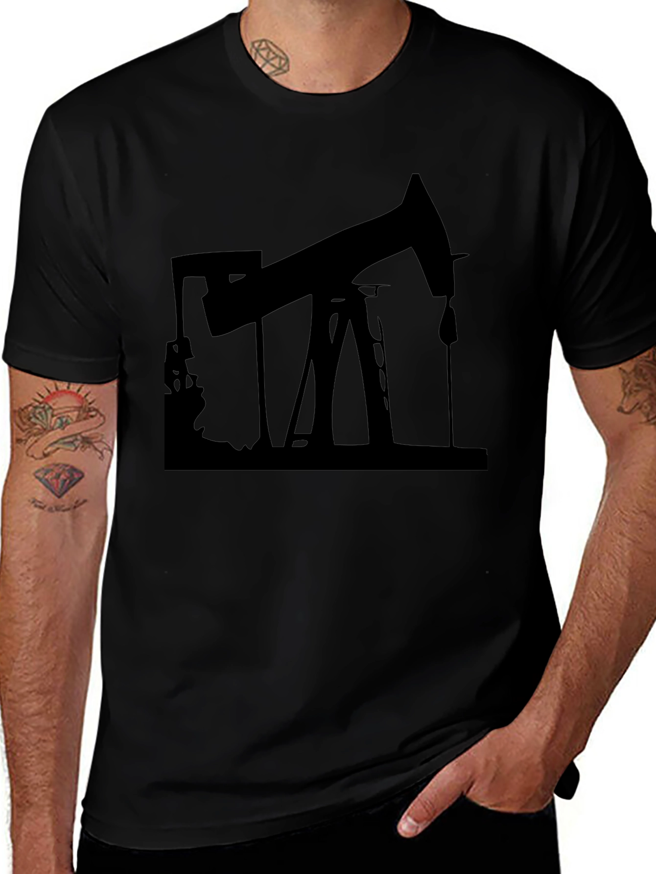 Black Oil Rig Graphic Tee - Mens