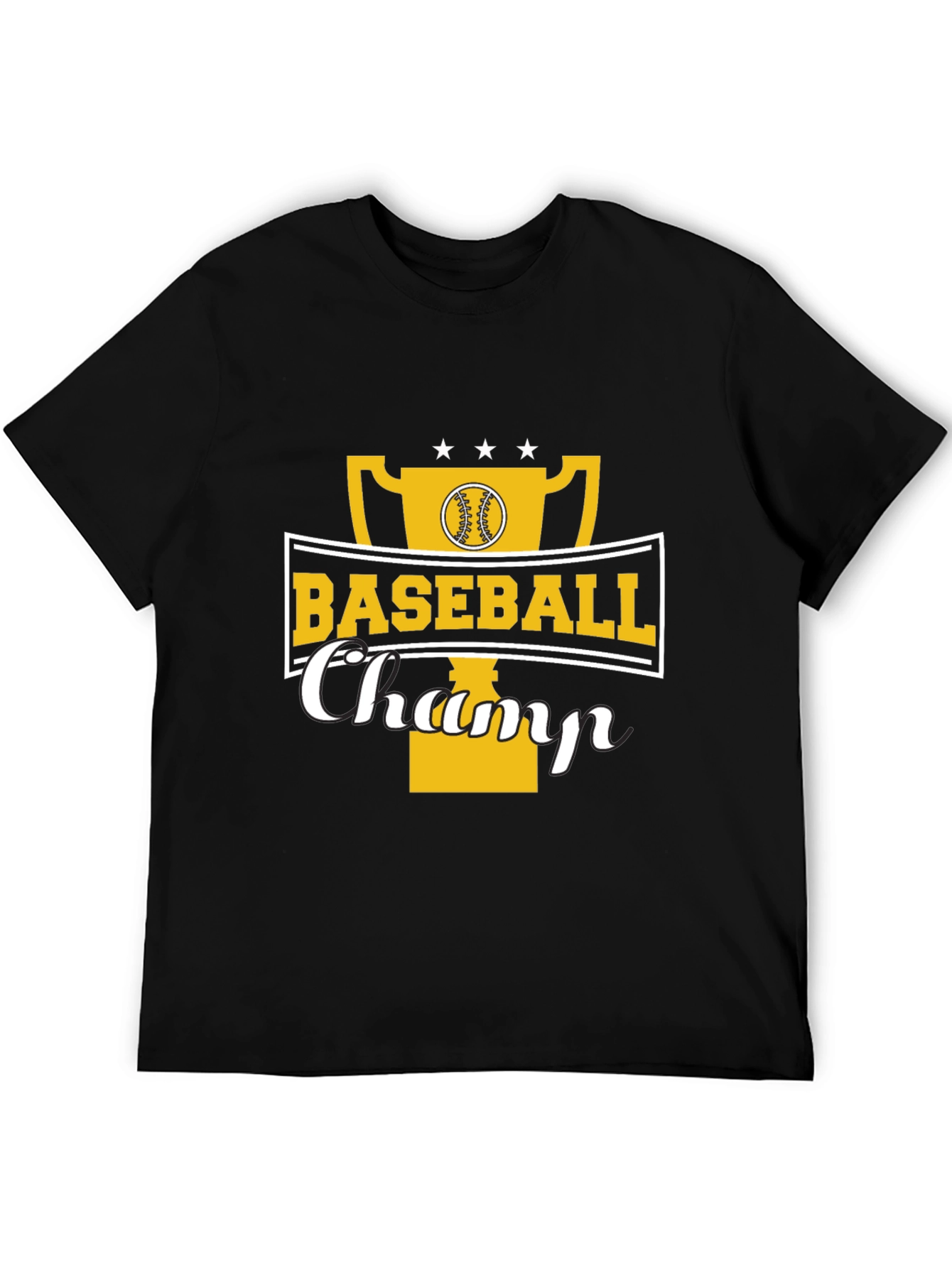 Baseball Champ Graphic Tee - Black Cotton Shirt