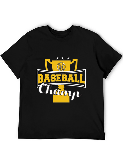 Baseball Champ Graphic Tee - Black Cotton Shirt