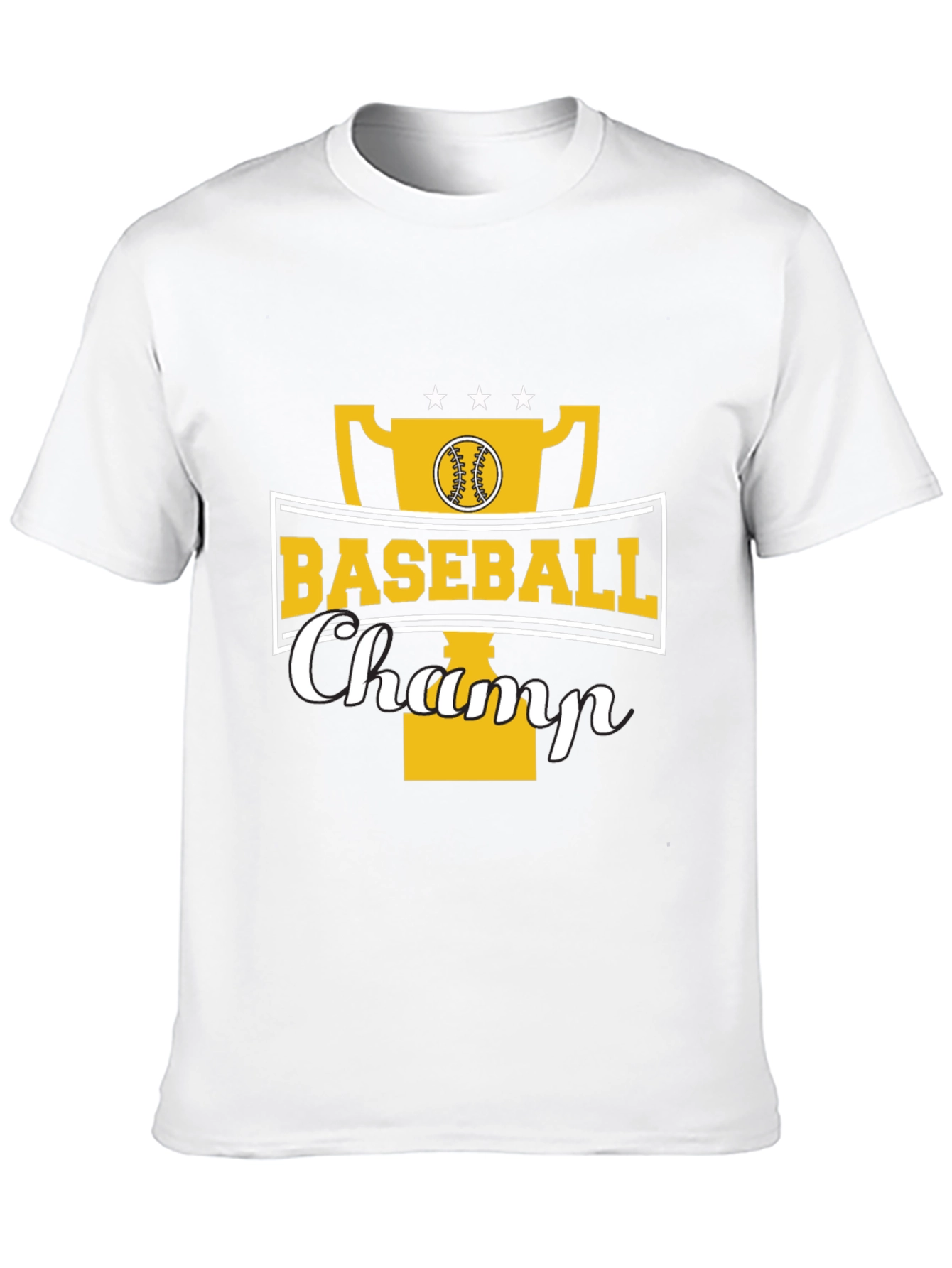 Baseball Champ Graphic Tee - Black Cotton Shirt