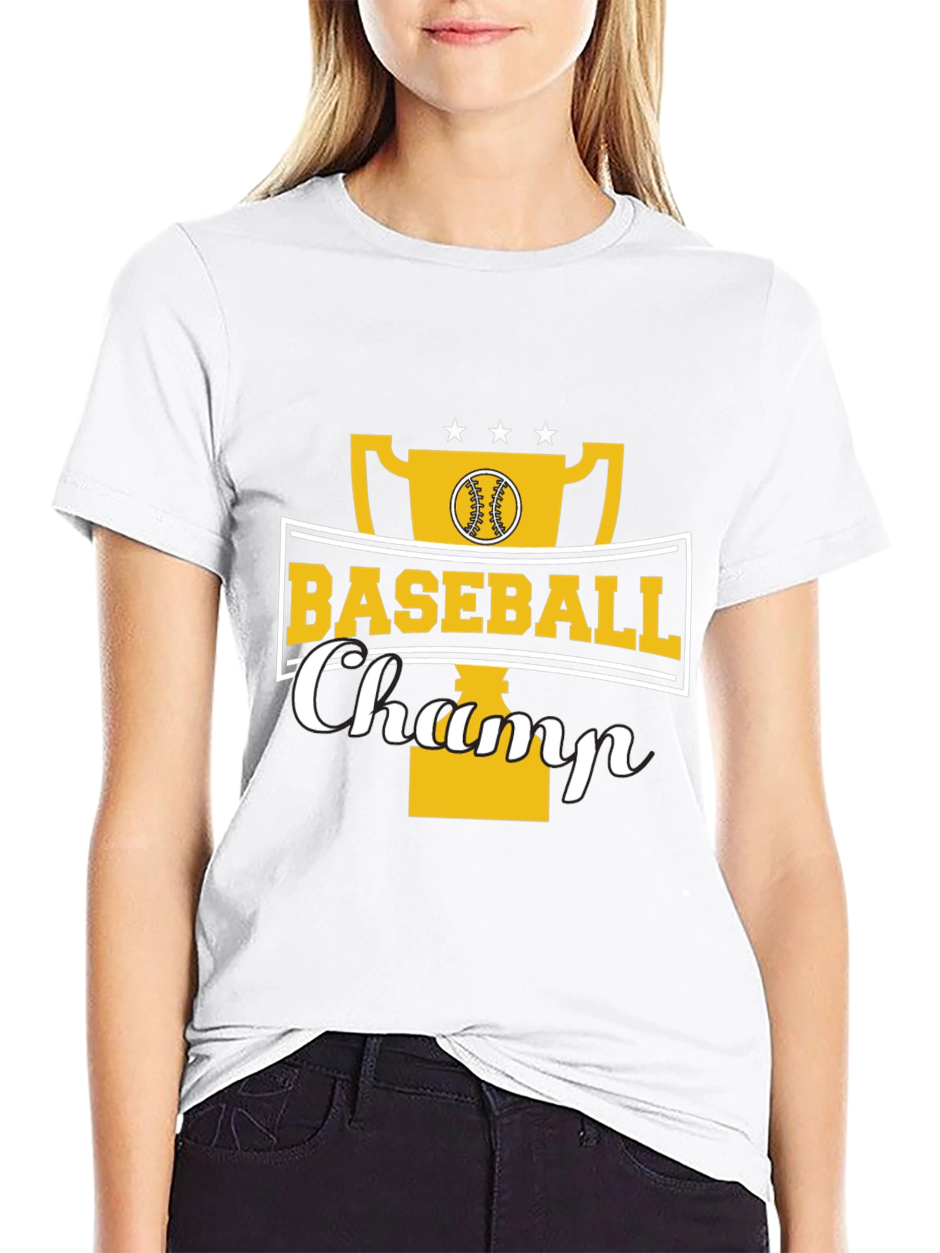 Baseball Champ Graphic Tee - Black Cotton Shirt