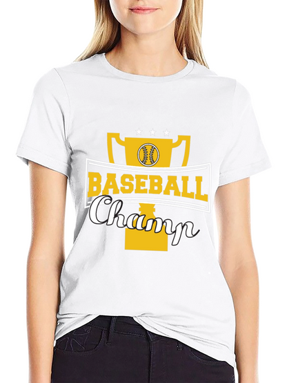 Baseball Champ Graphic Tee - Black Cotton Shirt