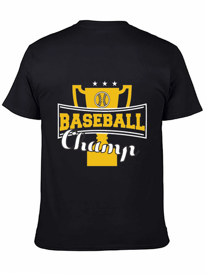 Baseball Champ Graphic Tee - Black Cotton Shirt