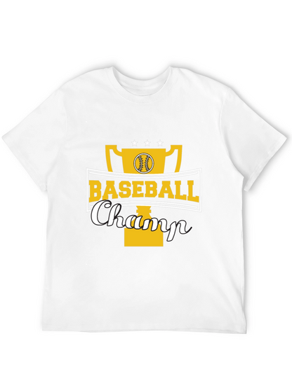 Baseball Champ Graphic Tee - Black Cotton Shirt