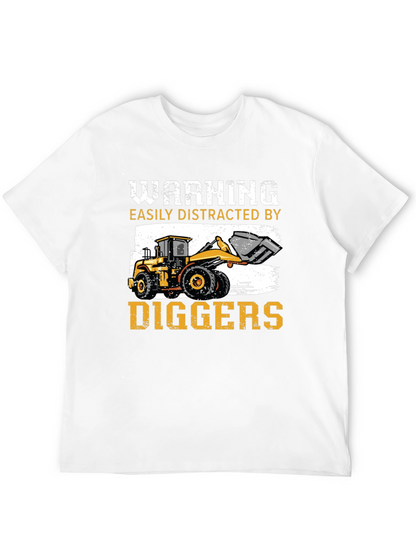 Warning Easily Distracted by Diggers T-Shirt