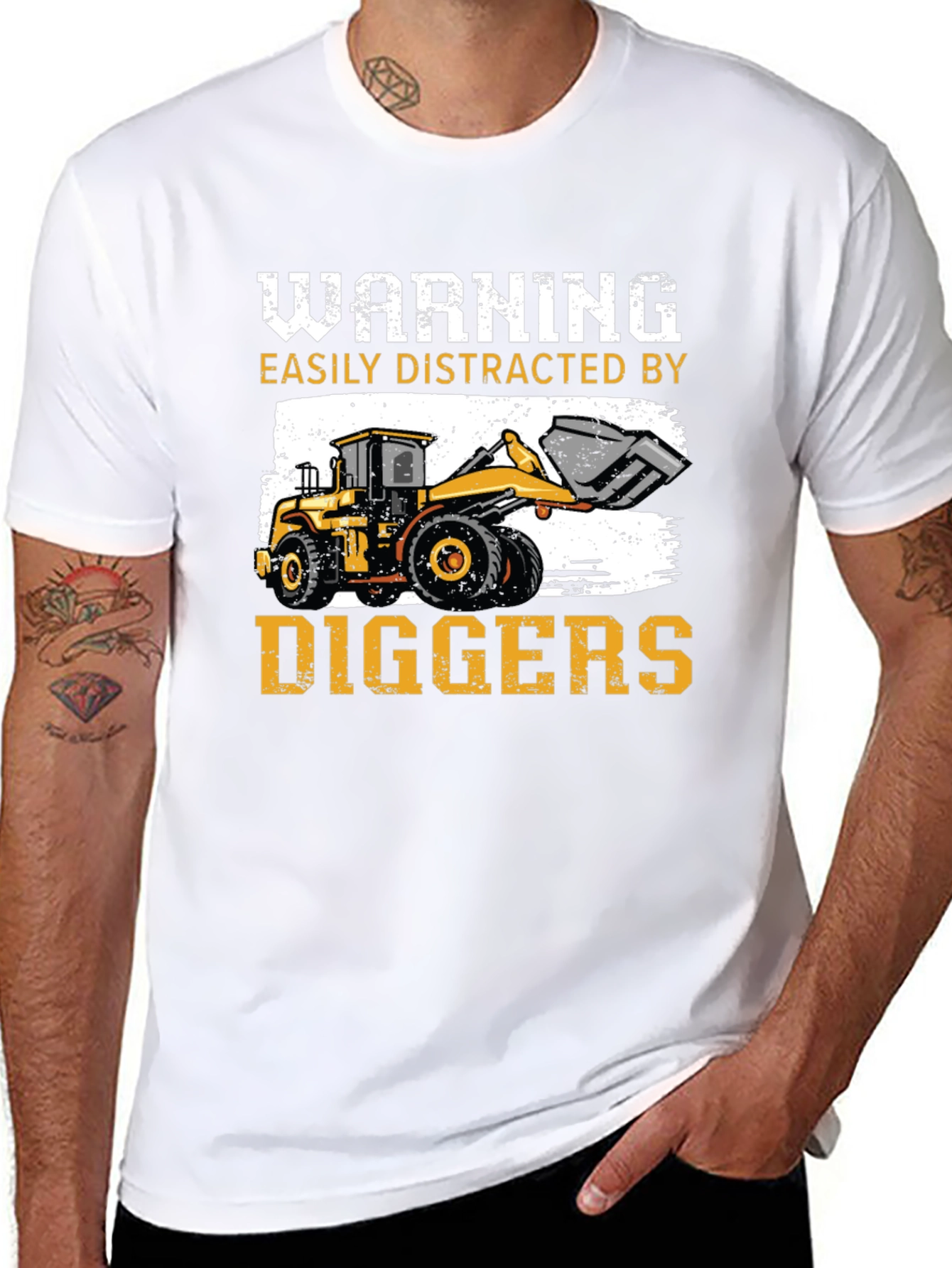 Warning Easily Distracted by Diggers T-Shirt