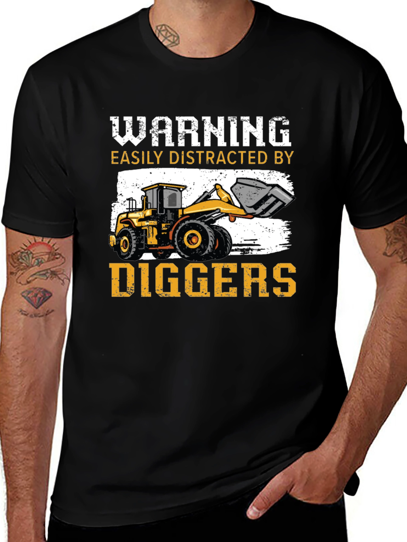 Warning Easily Distracted by Diggers T-Shirt