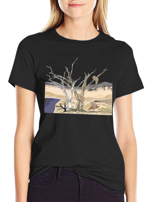 Surrealist Desert Tree Graphic Tee - Mens Black T-Shirt