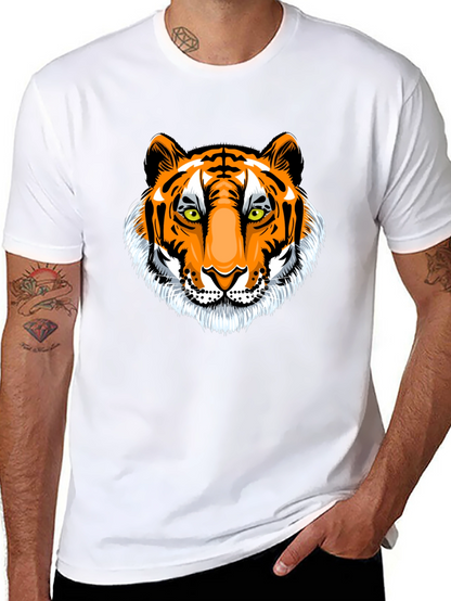 Bold Tiger Graphic Tee - Black Cotton T-Shirt