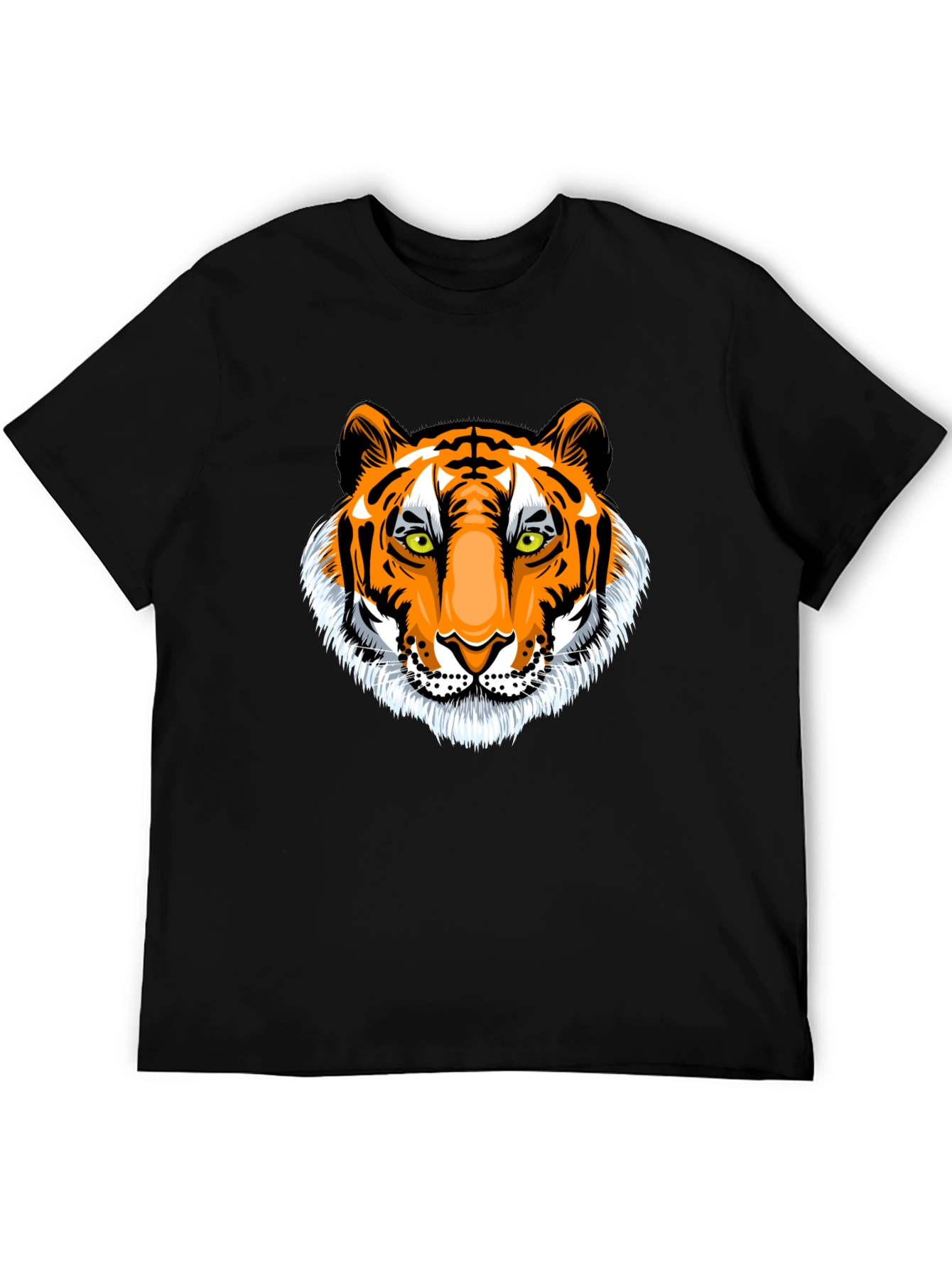 Bold Tiger Graphic Tee - Black Cotton T-Shirt