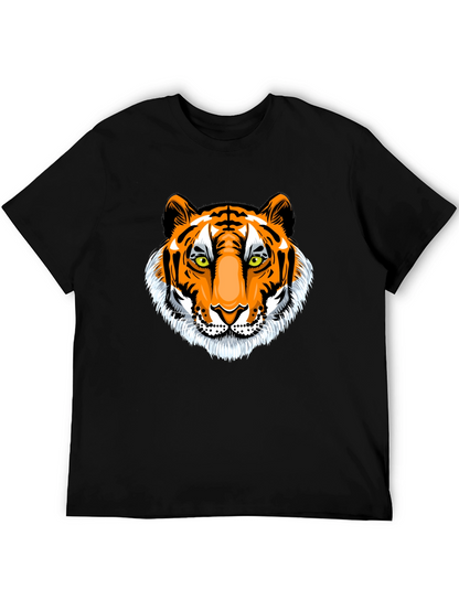 Bold Tiger Graphic Tee - Black Cotton T-Shirt