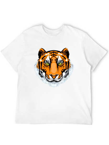 Bold Tiger Graphic Tee - Black Cotton T-Shirt