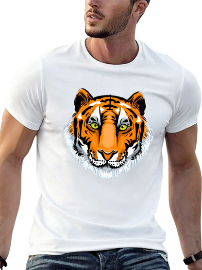 Bold Tiger Graphic Tee - Black Cotton T-Shirt