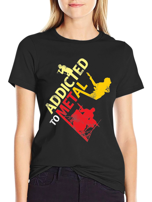 Addicted to Metal Graphic Tee - Black Crew Neck T-Shirt