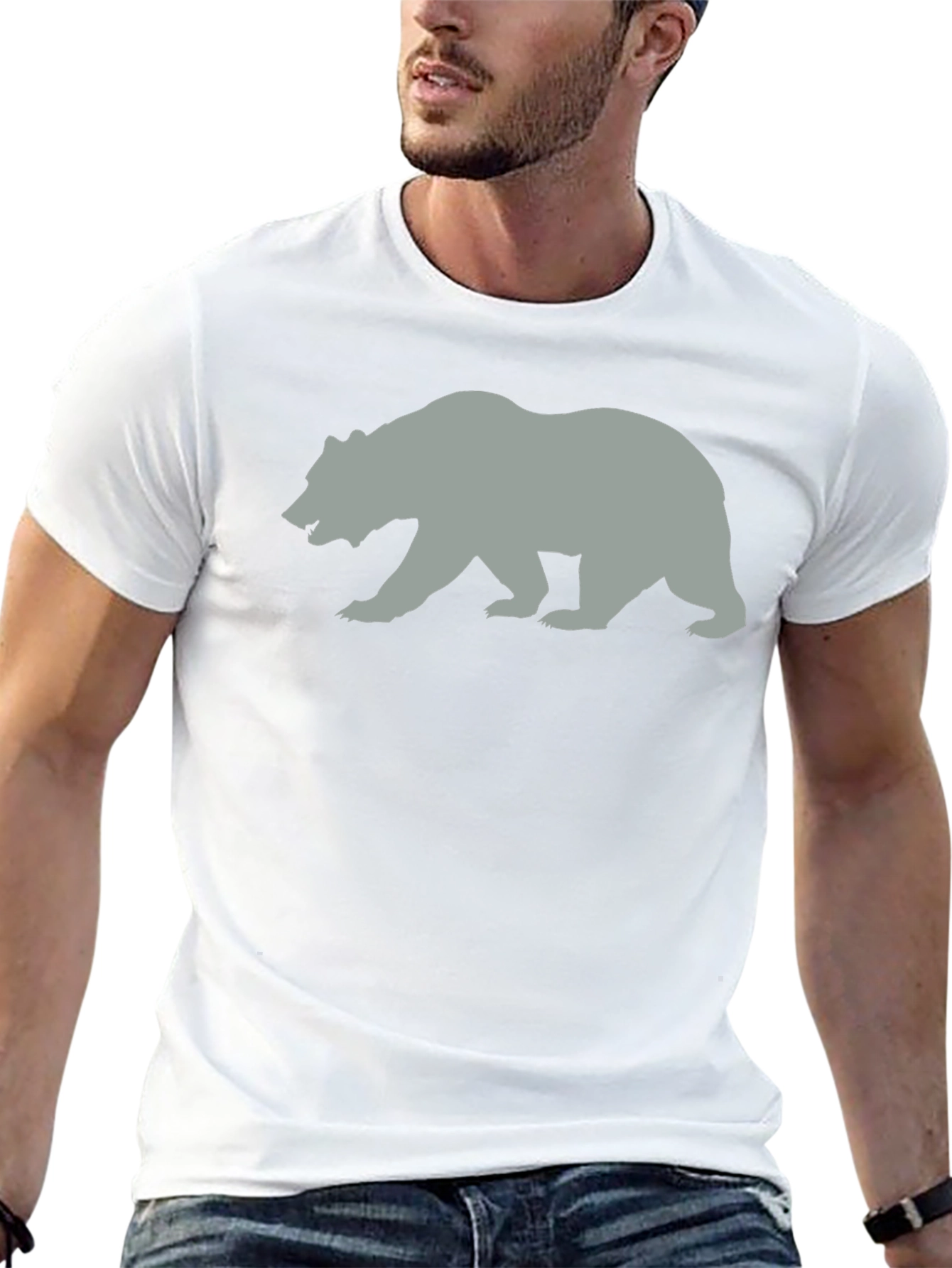 Bear Silhouette Graphic T-Shirt - Black
