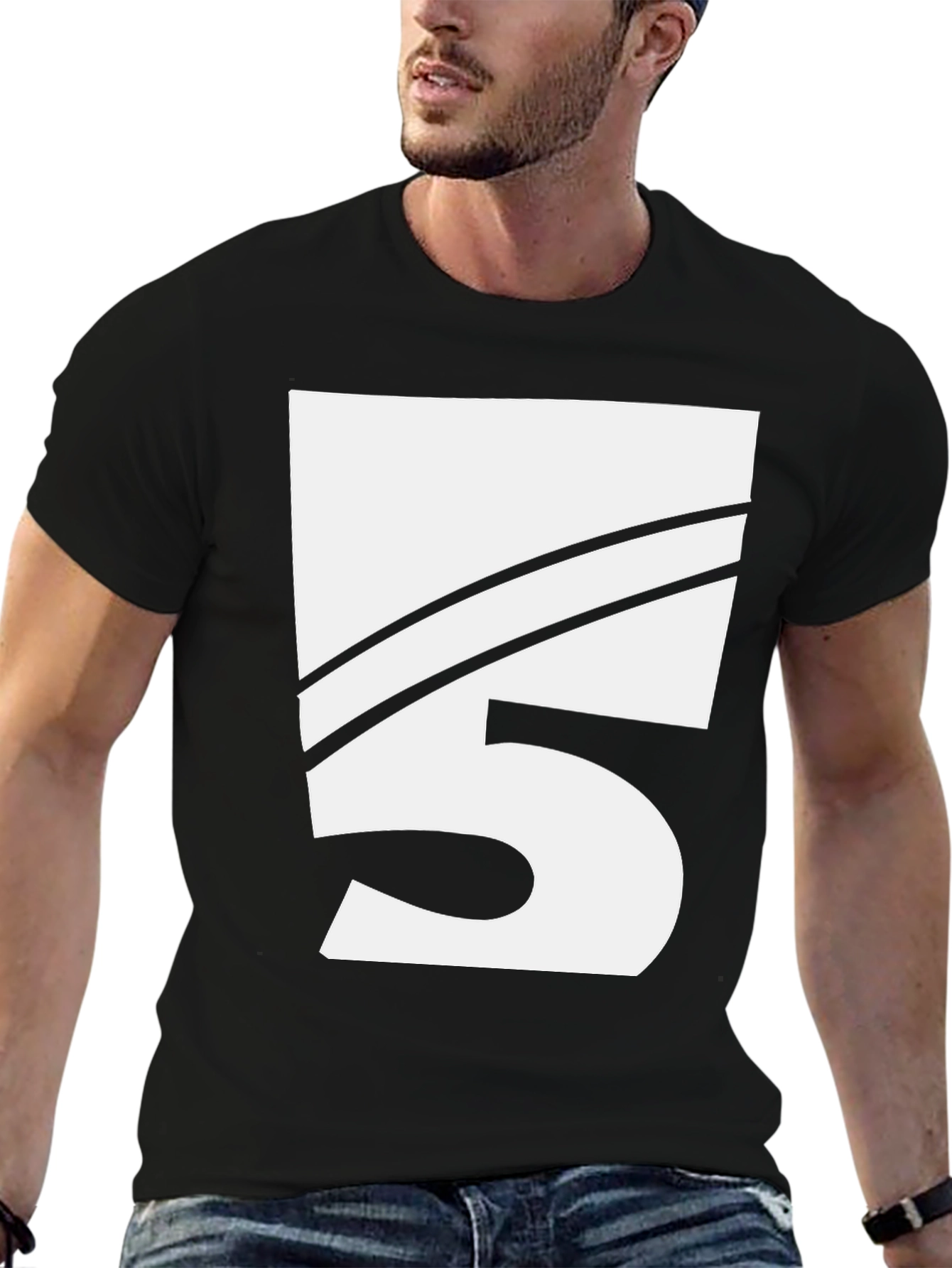 Bold Number 5 Graphic Tee - Black