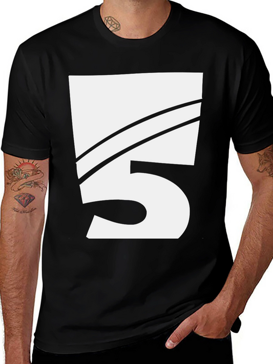 Bold Number 5 Graphic Tee - Black