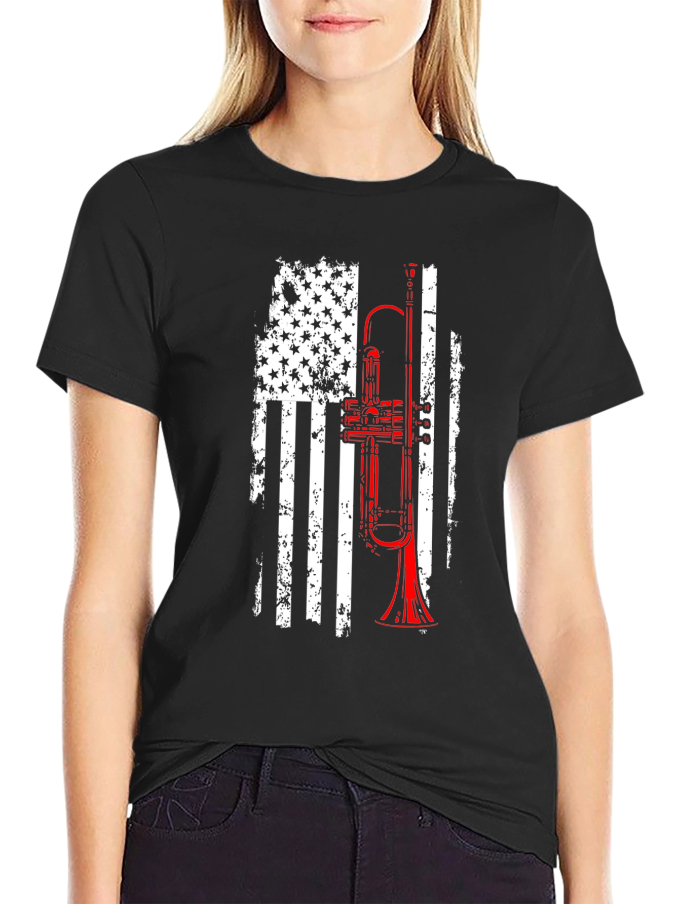 American Flag Trumpet Graphic Tee